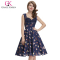 Grace Karin Ladies Sleeveless Polka Dots Padrão Floral 100 Cotton Retro Vintage 1950&#39;s Vestido CL008901-15